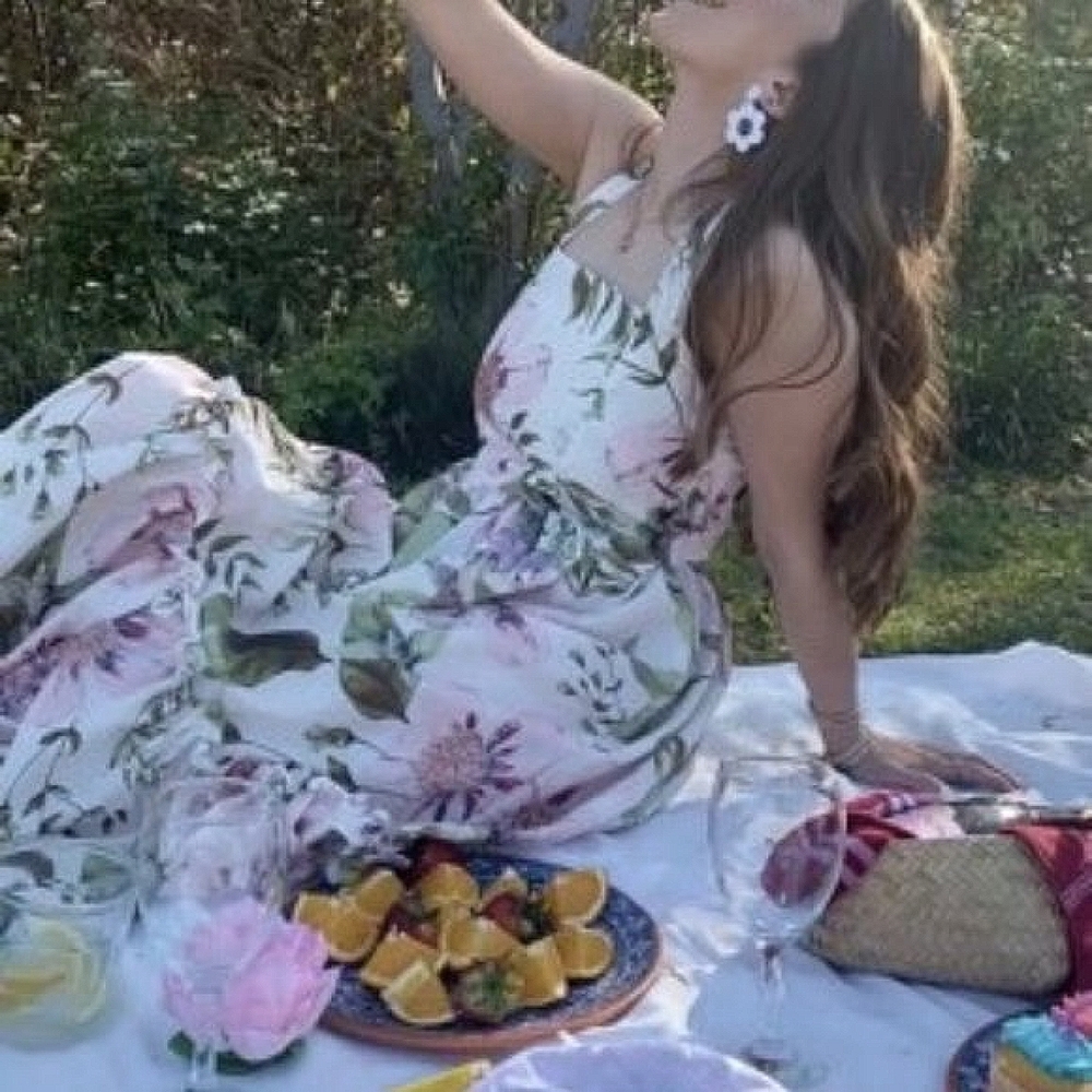 CottageCore FLoral Print Maxi Dress Pink - Picture 6 of 13